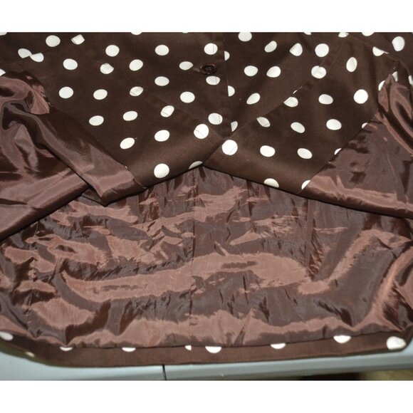 Liz Baker Ladies XL Brown Polka Dot Button Up Dress Jacket Coat Pockets Cotton - Picture 6 of 8
